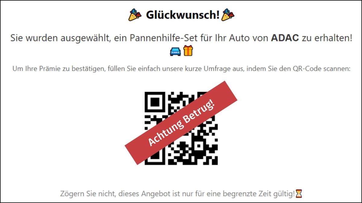 Screenshot: Betrug mit ADAC