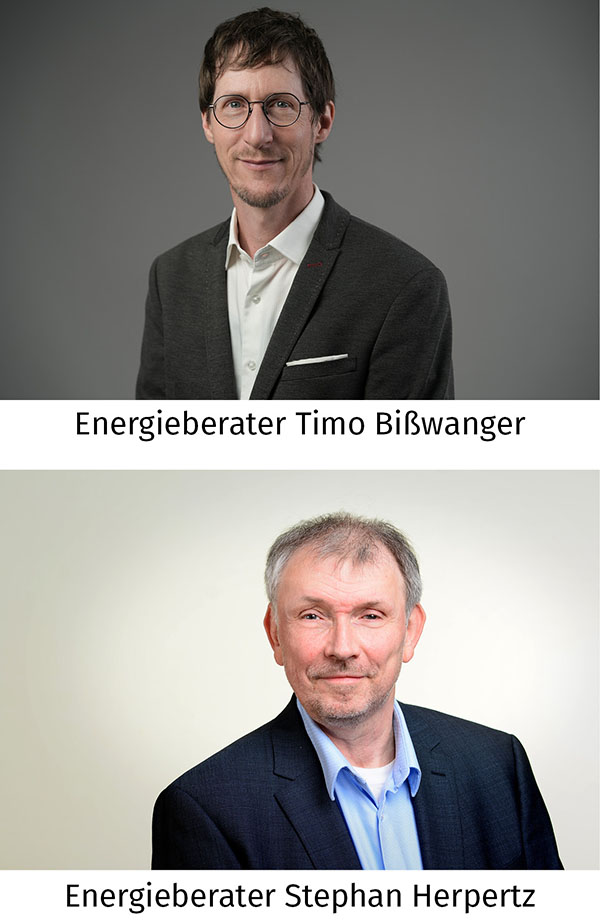 Energieberater Timo Bißwanger und Stephan Herpertz