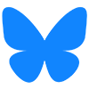 Logo von Bluesky (blauer grafischer Schmetterling)