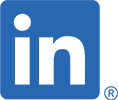 Logo von LinkedIn (weiße Buchstaben in auf blauem Quadrat mit abgerundeten Ecken)