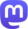 Logo von Mastodon (weißes m auf violetter Sprechblase)