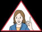 Grafik: Eine Frau in einem roten Warndreieck zeigt mahnend den Zeigefinger hoch