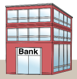 Grafik eines Bankgebäudes